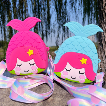 Силиконов монетник за момичета с русалка — карикатурен дизайн, водоустойчив, износоустойчив, без подплата