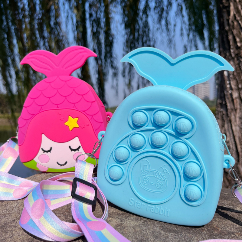 Силиконов монетник за момичета с русалка — карикатурен дизайн, водоустойчив, износоустойчив, без подплата