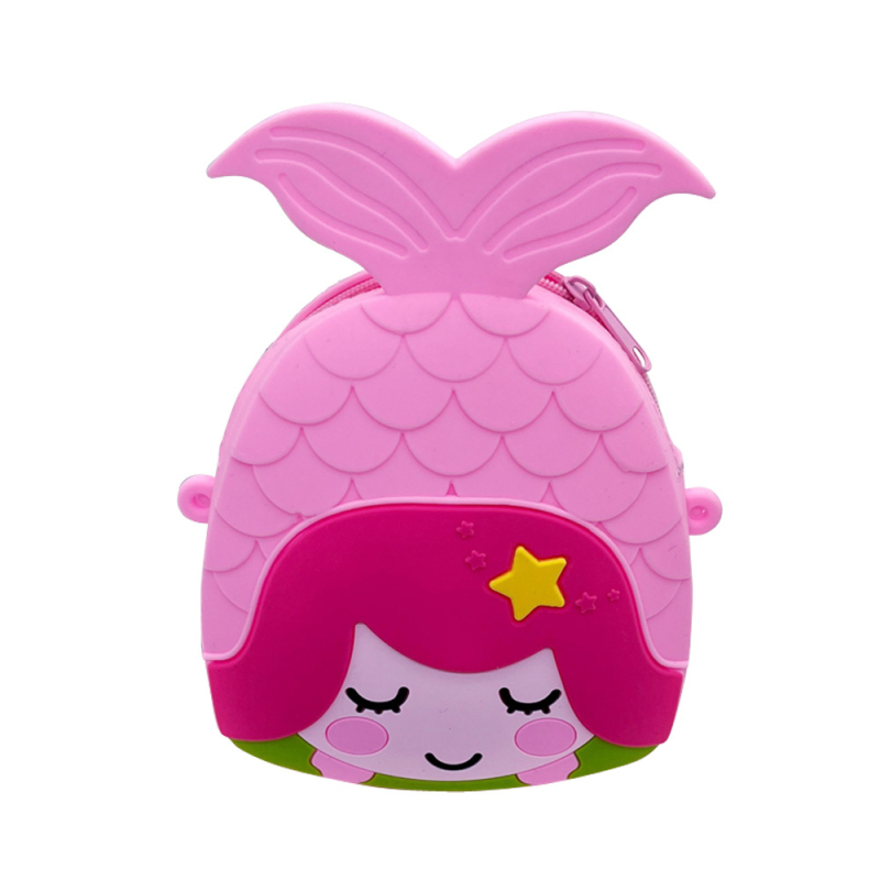 Силиконов монетник за момичета с русалка — карикатурен дизайн, водоустойчив, износоустойчив, без подплата