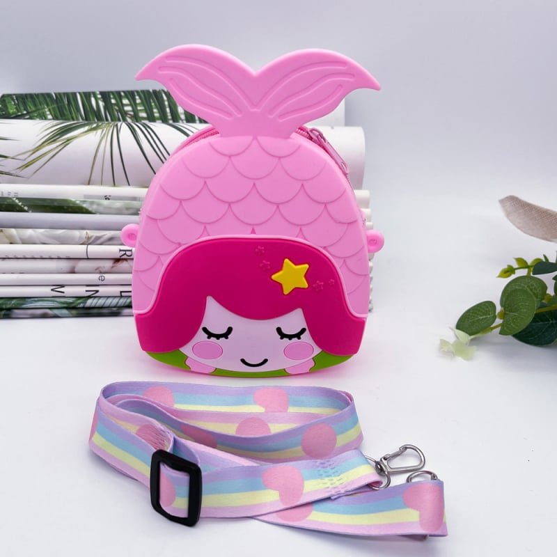 Силиконов монетник за момичета с русалка — карикатурен дизайн, водоустойчив, износоустойчив, без подплата