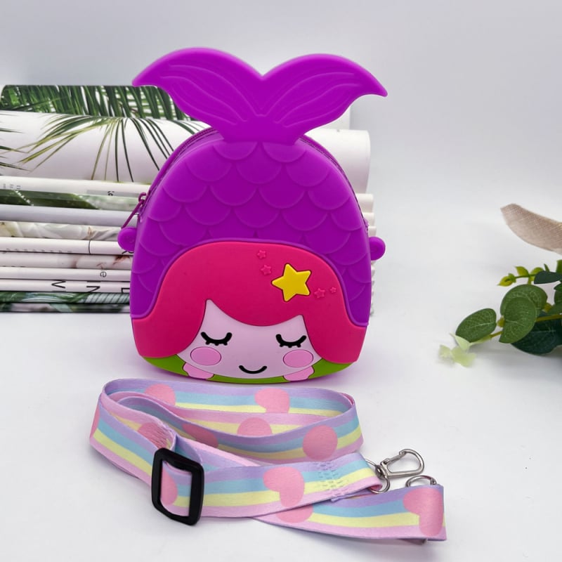 Силиконов монетник за момичета с русалка — карикатурен дизайн, водоустойчив, износоустойчив, без подплата