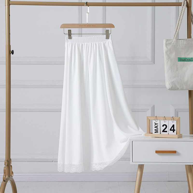 Вътрешна дантелена подплата, Milk Silk плат със спандекс-полиестерова смес, А-линия, средна дължина, висока еластичност