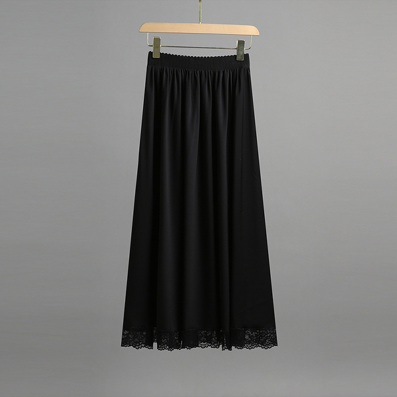 Вътрешна дантелена подплата, Milk Silk плат със спандекс-полиестерова смес, А-линия, средна дължина, висока еластичност