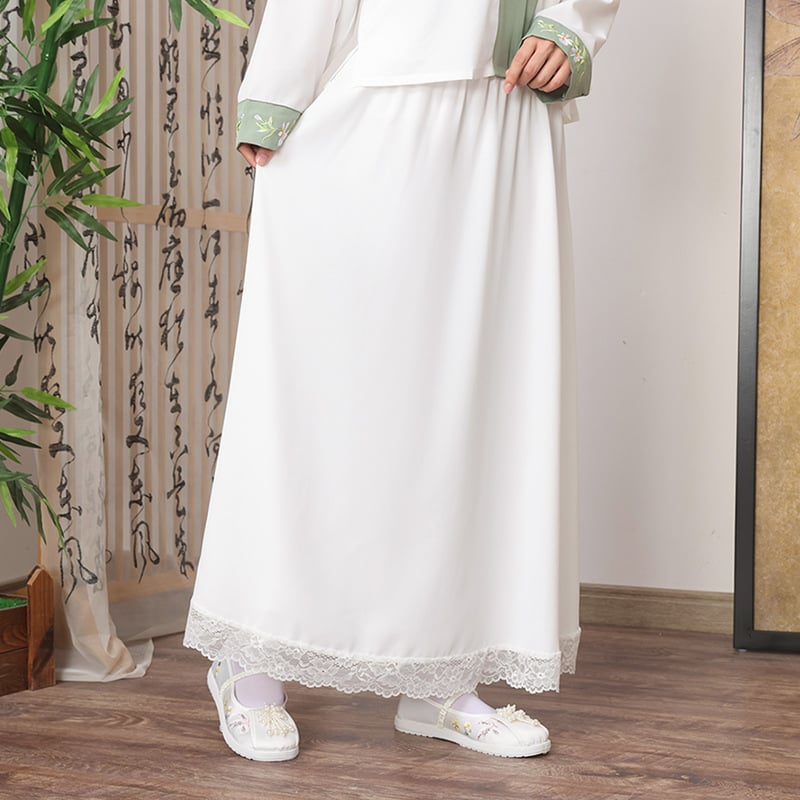 Вътрешна дантелена подплата, Milk Silk плат със спандекс-полиестерова смес, А-линия, средна дължина, висока еластичност