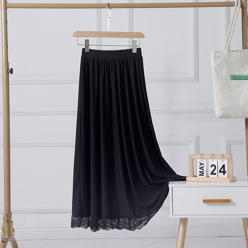 Вътрешна дантелена подплата, Milk Silk плат със спандекс-полиестерова смес, А-линия, средна дължина, висока еластичност