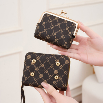 Дамски монетник с plaid модел, PU материя, подплатен полиестер, множество отделения за карти, издръжлив на износване, Charm Infinite