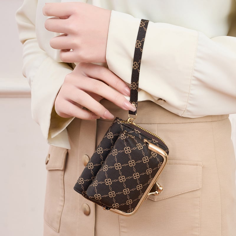 Дамски монетник с plaid модел, PU материя, подплатен полиестер, множество отделения за карти, издръжлив на износване, Charm Infinite