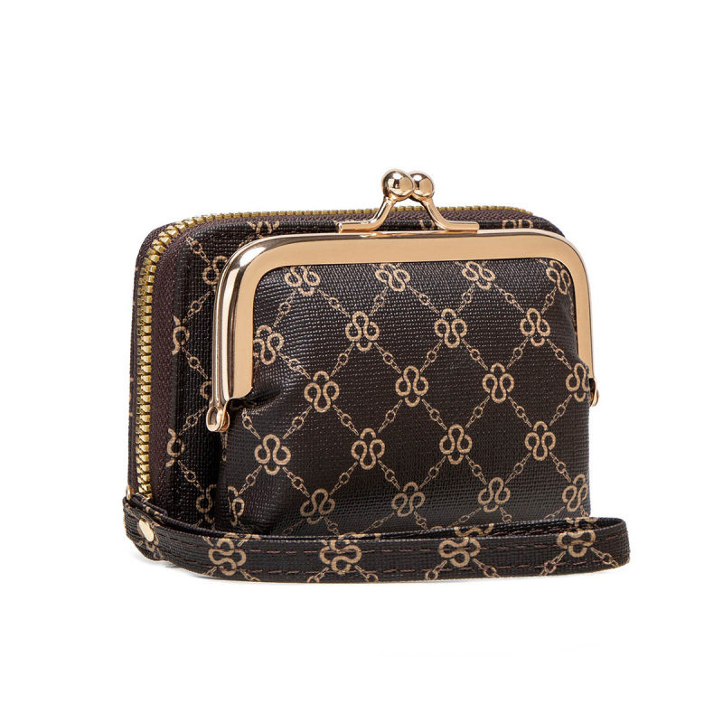 Дамски монетник с plaid модел, PU материя, подплатен полиестер, множество отделения за карти, издръжлив на износване, Charm Infinite