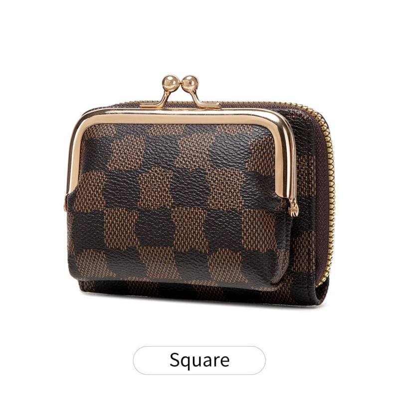 Дамски монетник с plaid модел, PU материя, подплатен полиестер, множество отделения за карти, издръжлив на износване, Charm Infinite