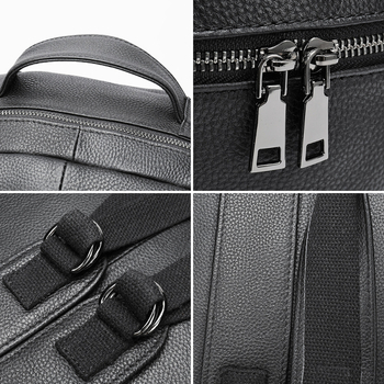 Rucsac din piele naturală de nivel superior pentru bărbați, 20-35L, încăpe laptop de 15 inch, panou dorsal ergonomic, impermeabil