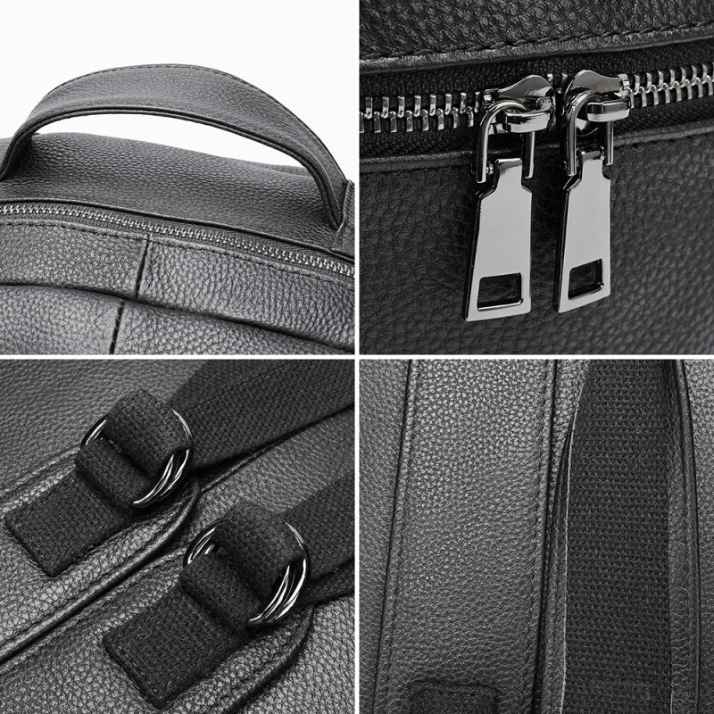 Rucsac din piele naturală de nivel superior pentru bărbați, 20-35L, încăpe laptop de 15 inch, panou dorsal ergonomic, impermeabil