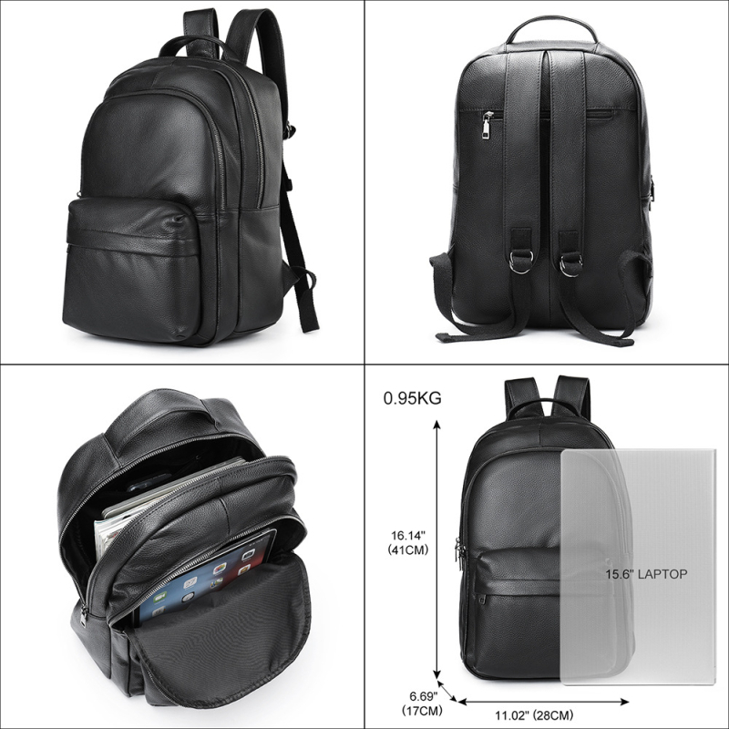 Rucsac din piele naturală de nivel superior pentru bărbați, 20-35L, încăpe laptop de 15 inch, panou dorsal ergonomic, impermeabil