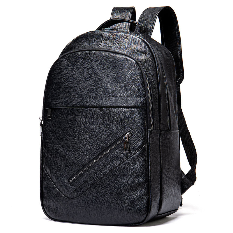 Rucsac din piele naturală de nivel superior pentru bărbați, 20-35L, încăpe laptop de 15 inch, panou dorsal ergonomic, impermeabil