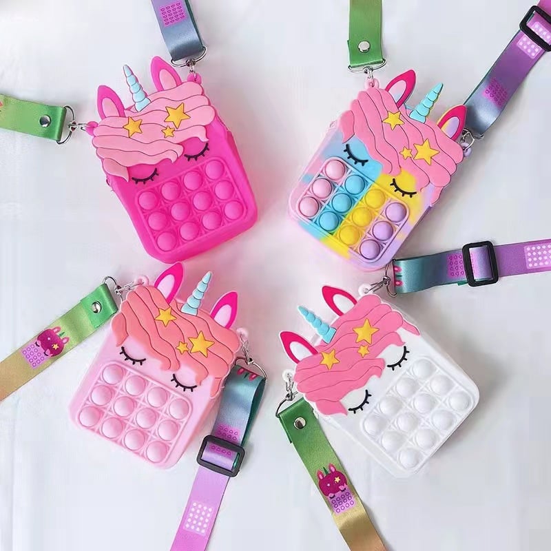 Силиконов монетник с животински принт, еднорог, уличен стил, водоустойчив и износоустойчив, компактно съхранение
