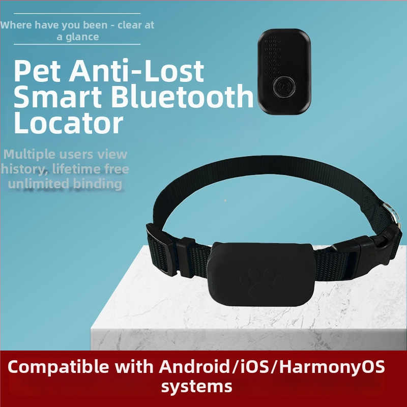 Bluetooth проследяващ нашийник за домашни любимци — Android и iOS съвместим за котки и кучета, модел F1A, 210mAh, обхват 20m, 35g, ABS