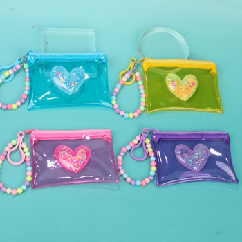 PVC монетник със сърцевиден модел, уличен стил, унисекс, 1 сгъвка, за домашно съхранение