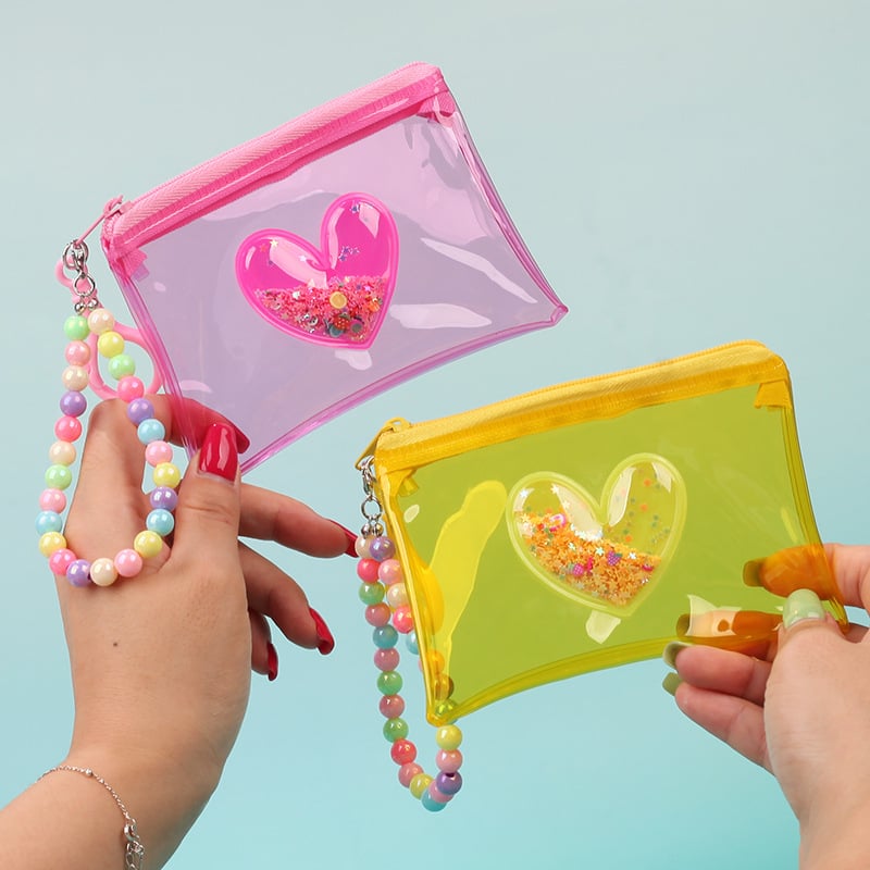 PVC монетник със сърцевиден модел, уличен стил, унисекс, 1 сгъвка, за домашно съхранение