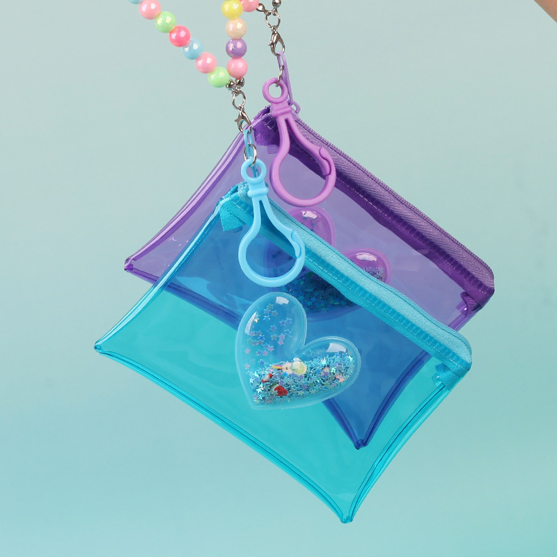 PVC монетник със сърцевиден модел, уличен стил, унисекс, 1 сгъвка, за домашно съхранение