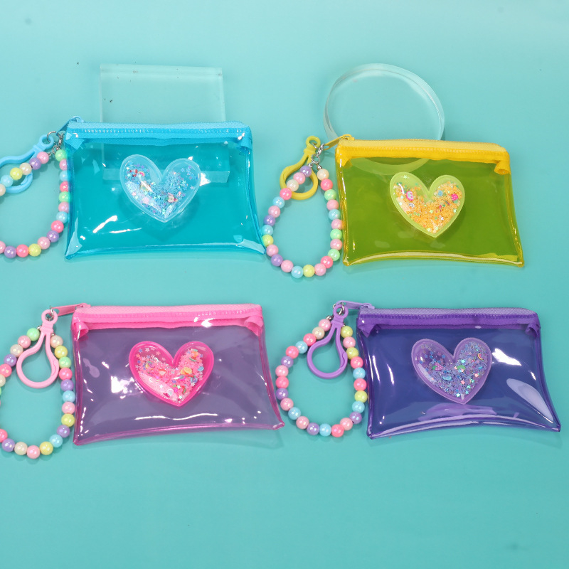 PVC монетник със сърцевиден модел, уличен стил, унисекс, 1 сгъвка, за домашно съхранение