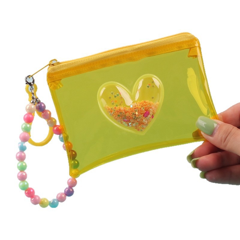 PVC монетник със сърцевиден модел, уличен стил, унисекс, 1 сгъвка, за домашно съхранение