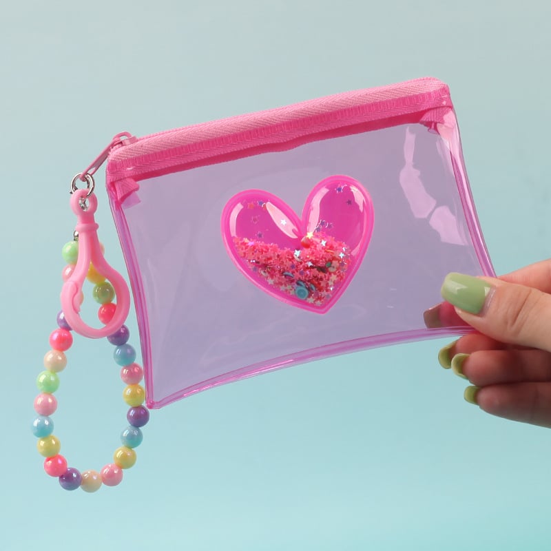 PVC монетник със сърцевиден модел, уличен стил, унисекс, 1 сгъвка, за домашно съхранение