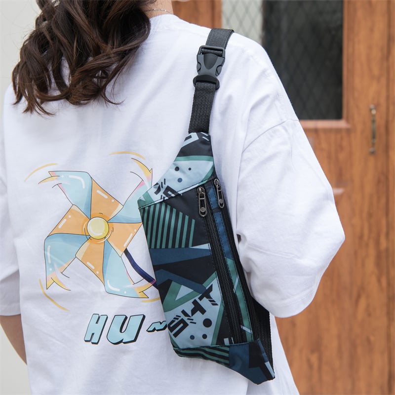 Muška torbica za prsa - najlon, geometrijski uzorak, prozračna (ljeto 2025)