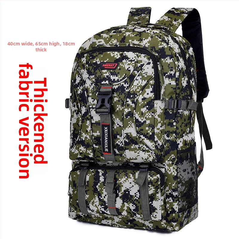 Планинска раница за туризъм 56–75 л, найлон, водоустойчива, износоустойчива, против кражба, разширяема, с извити презрамки, за 16-инчов лаптоп, геометричен принт