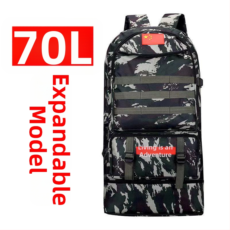 Планинска раница за туризъм 56–75 л, найлон, водоустойчива, износоустойчива, против кражба, разширяема, с извити презрамки, за 16-инчов лаптоп, геометричен принт