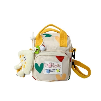 Детска кръстосана чанта за рамо - платно, геометричен принт, подплата полиестер, супер лека, разширяема, детски стил за ежедневна употреба