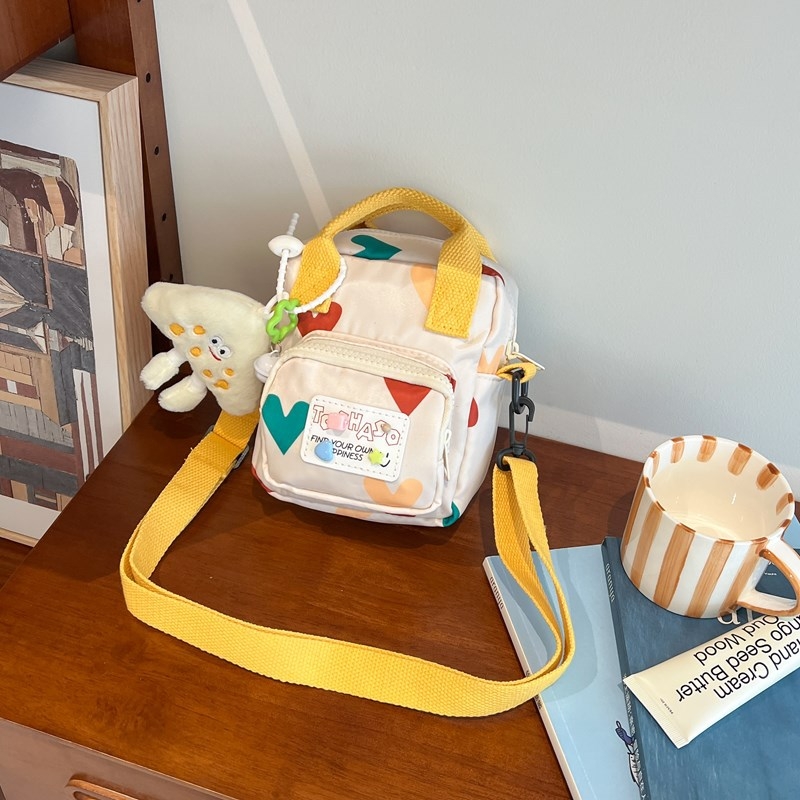 Детска кръстосана чанта за рамо - платно, геометричен принт, подплата полиестер, супер лека, разширяема, детски стил за ежедневна употреба