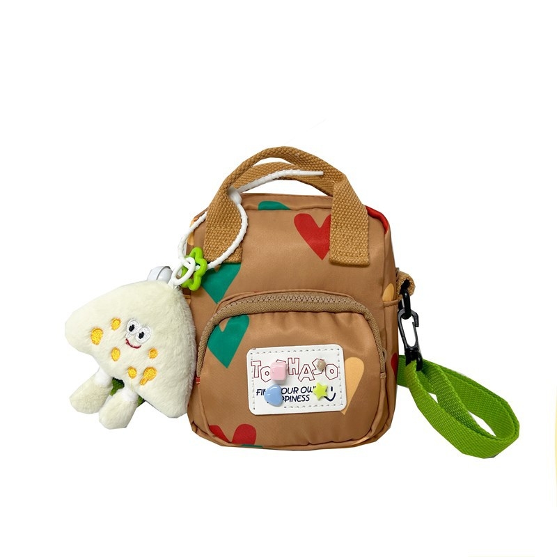 Детска кръстосана чанта за рамо - платно, геометричен принт, подплата полиестер, супер лека, разширяема, детски стил за ежедневна употреба