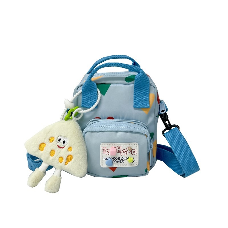 Детска кръстосана чанта за рамо - платно, геометричен принт, подплата полиестер, супер лека, разширяема, детски стил за ежедневна употреба