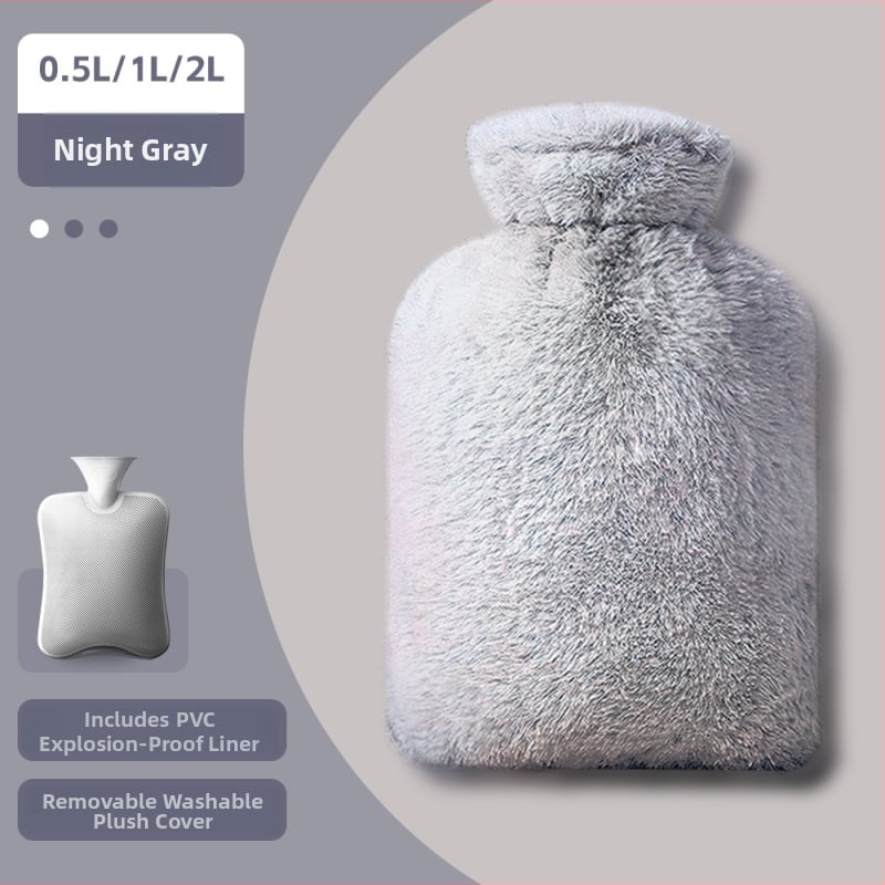 Pliušinis karšto vandens maišelis su PVC aukštos tankio, pripildytas vandeniu, 300 g, skirta viso kūno šildymui