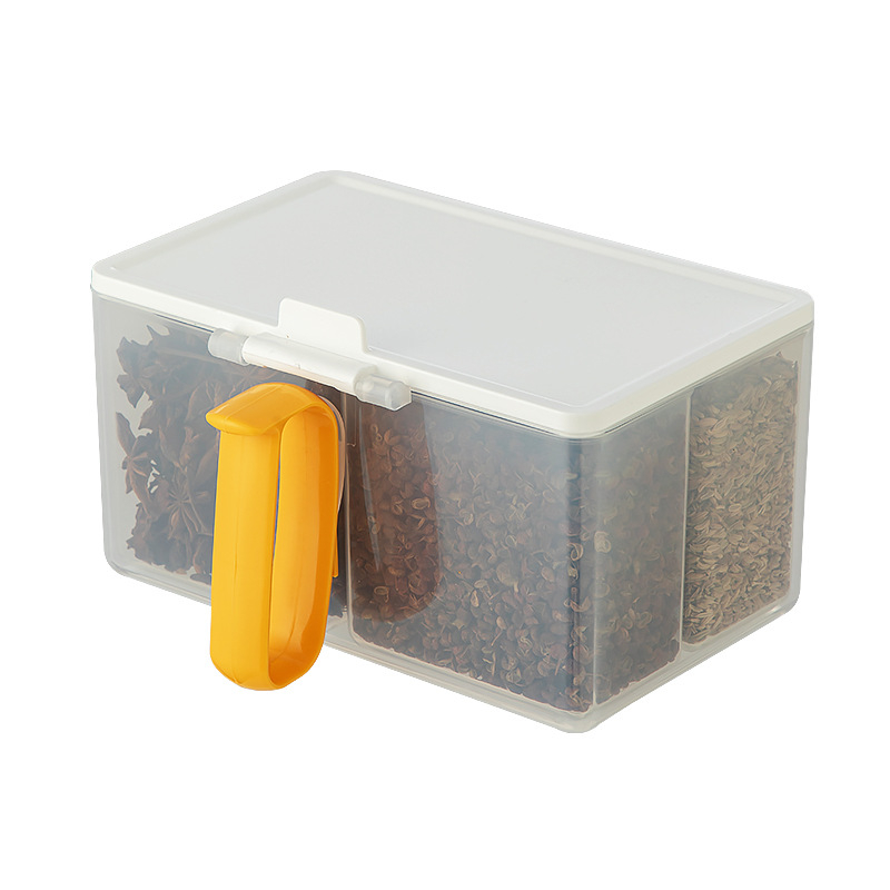 Κουτί αποθήκευσης με διαφανές πλαστικό δοχείο για δημητριακά και μπαχαρικά, με διαχωρισμούς, κατάλληλο για ψυγείο και καταψύκτη