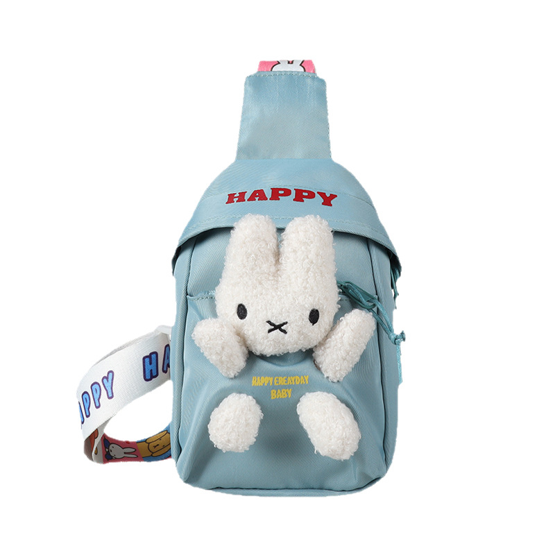Puha plüssnyuszi gyerekeknek kereszt-body táska, széles vállpánttal, kanvas anyag, poliészter bélés, egyszínű dizájn, modern stílus