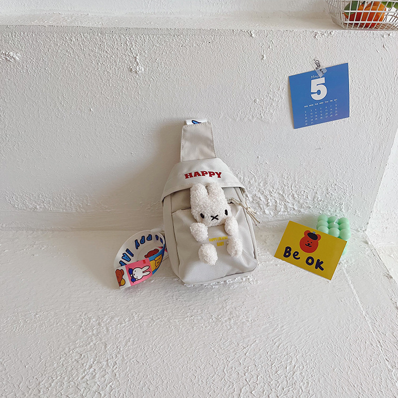 Puha plüssnyuszi gyerekeknek kereszt-body táska, széles vállpánttal, kanvas anyag, poliészter bélés, egyszínű dizájn, modern stílus