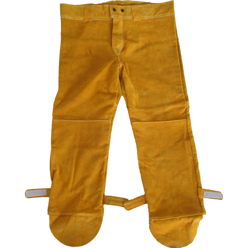 Haiyu Защитно облекло за заваряване от телешка кожа с дълги ръкави и защитна престилка, термоизолация и износоустойчивост