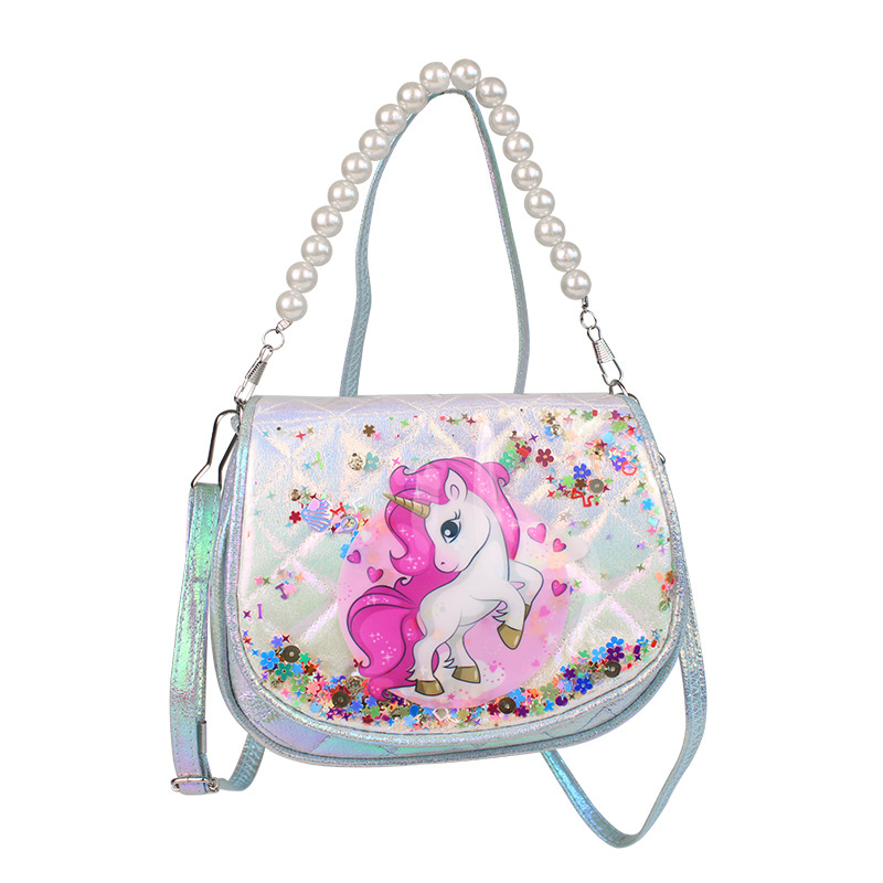 Dječja crossbody torbica u obliku jednoroga, materijal: superfinom vlakna, vodootporna, kapacitet 20, podstava od najlona