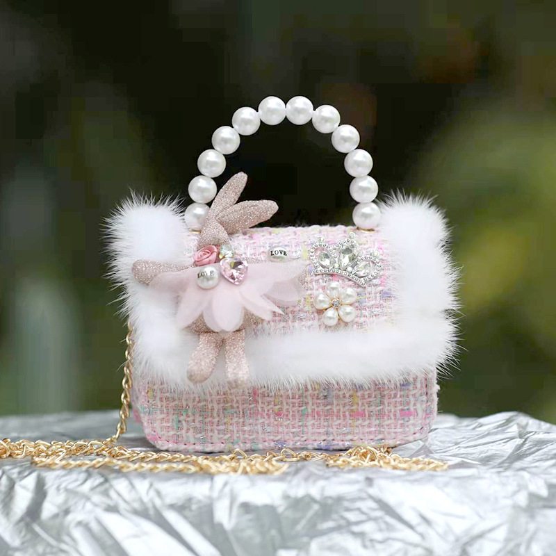 Plišani zeka crossbody novčanik za djevojčice i djecu – mini lutka torbica, podstava od poliestera, životinjski uzorak, dječji slatki stil (Jin Yuna)