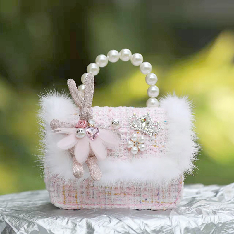Plišani zeka crossbody novčanik za djevojčice i djecu – mini lutka torbica, podstava od poliestera, životinjski uzorak, dječji slatki stil (Jin Yuna)