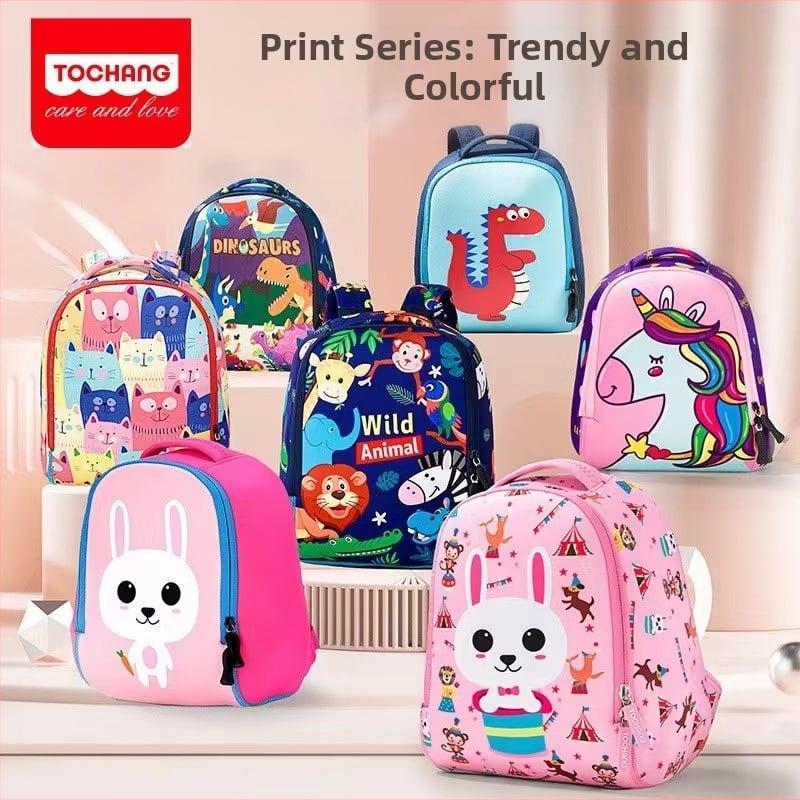 Детска раница за начално училище — diving material, дишаща, износоустойчива, намалява натоварването, сладък анимационен стил