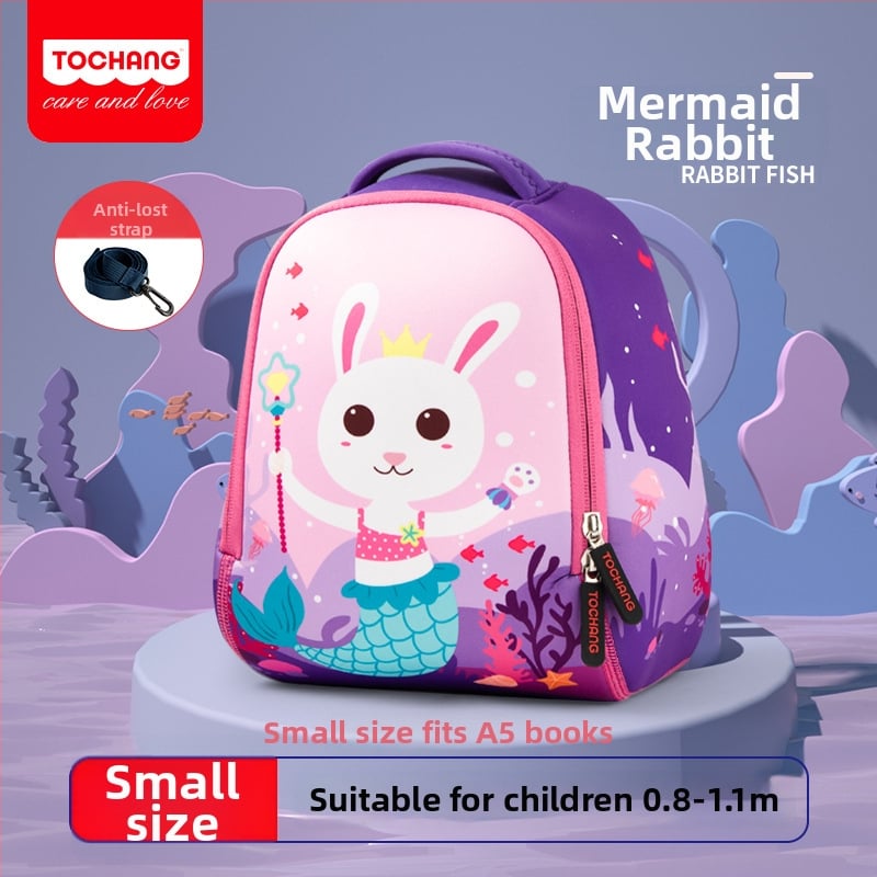 Детска раница за начално училище — diving material, дишаща, износоустойчива, намалява натоварването, сладък анимационен стил