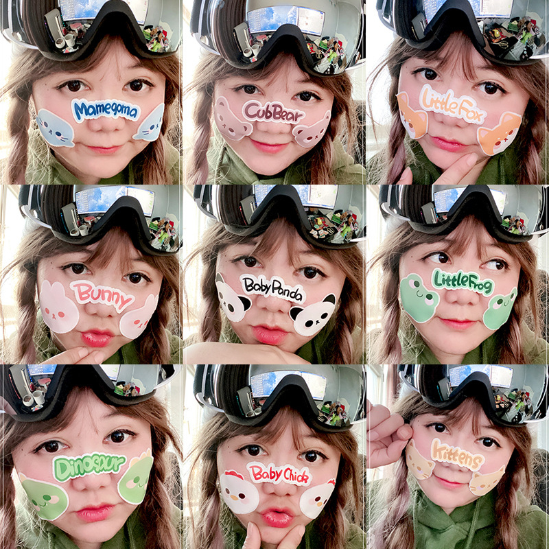 Комплект лицеви лепенки за зимни ски, карикатурно животно, памучен материал, за спорт на открито