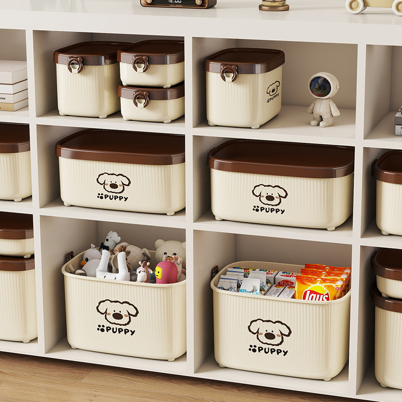 Asztali tároló doboz fedővel, PP műanyag, rajzfilmszerű dizájn