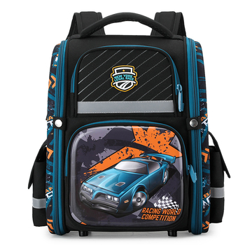 Лека мультяшна ученическа раница за началното училище, ергономичен дизайн с двойни презрамки, водоустойчива Oxford плат, въздушна възглавница за облекчаване на тежестта, модел с животински мотив