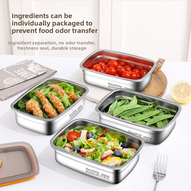 Хранителна кутия от неръждаема стомана 316/304 със уплътнение, квадратна форма, капацитет 1–2 л