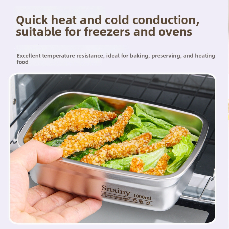 Хранителна кутия от неръждаема стомана 316/304 със уплътнение, квадратна форма, капацитет 1–2 л