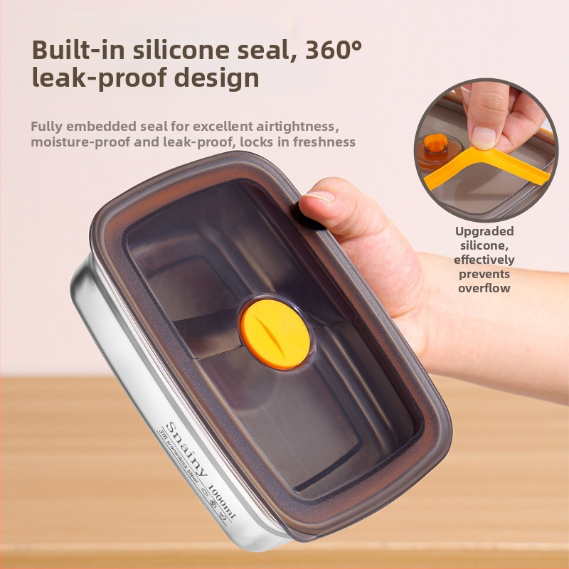 Хранителна кутия от неръждаема стомана 316/304 със уплътнение, квадратна форма, капацитет 1–2 л