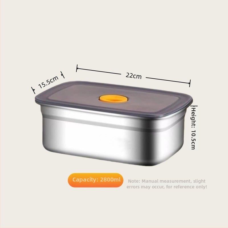 Хранителна кутия от неръждаема стомана 316/304 със уплътнение, квадратна форма, капацитет 1–2 л