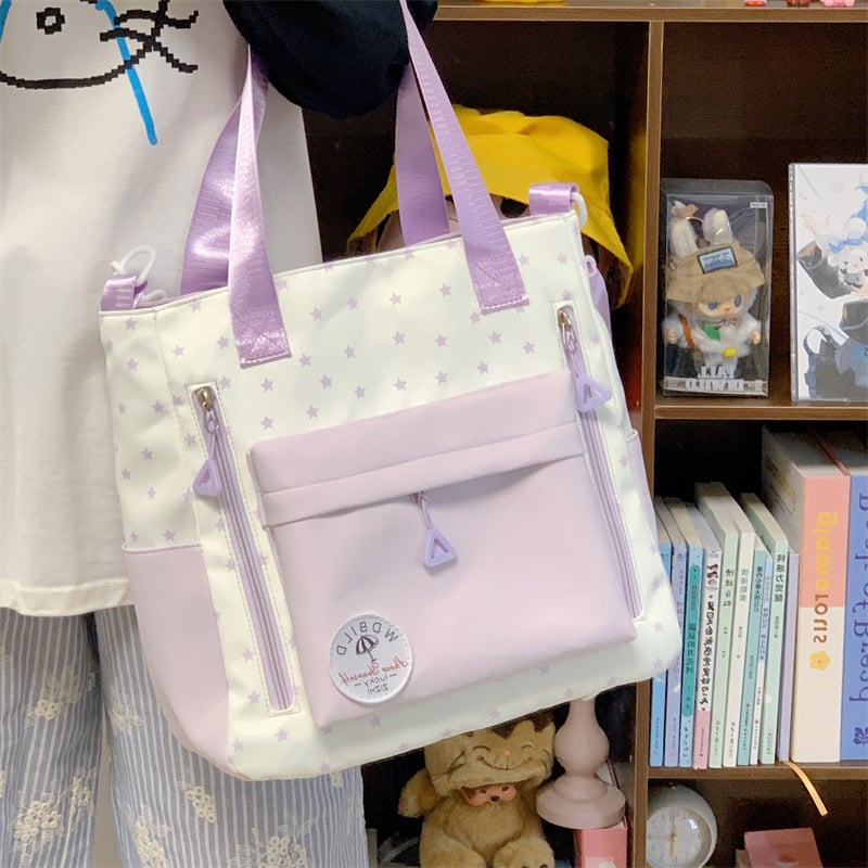 Унисекс ученическа чанта от Oxford плат с голям капацитет, кръстосана през рамо, водоустойчива, стил карикатура